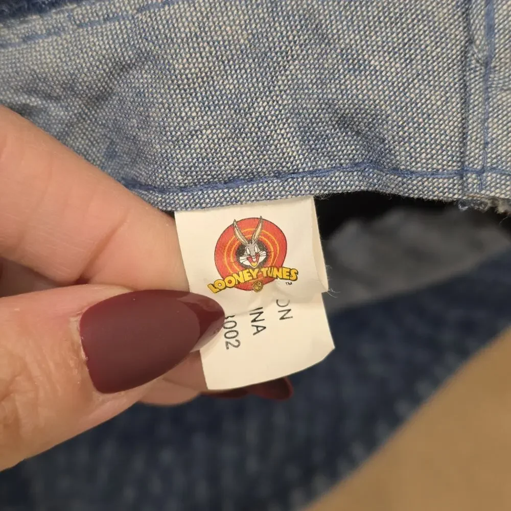 Vintage 1999 Looney Tunes Tweety Bird Denim Jean Bucket Hat One Size Sun